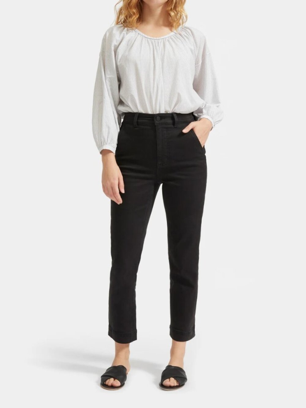 Everlane The Slim Leg Crop Pants Washed Black High Rise Tapered Ankle Size 4